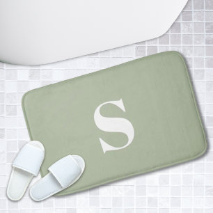 Tapete De Banheiro Bath Mat de Monograma Personalizado Verde Sage