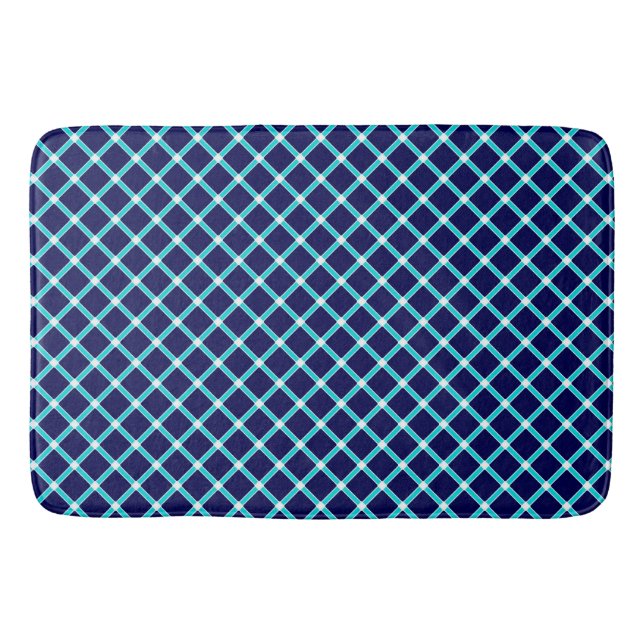 Tapete De Banheiro Bath Mat de Padrão de Diamante Azul (Frente)