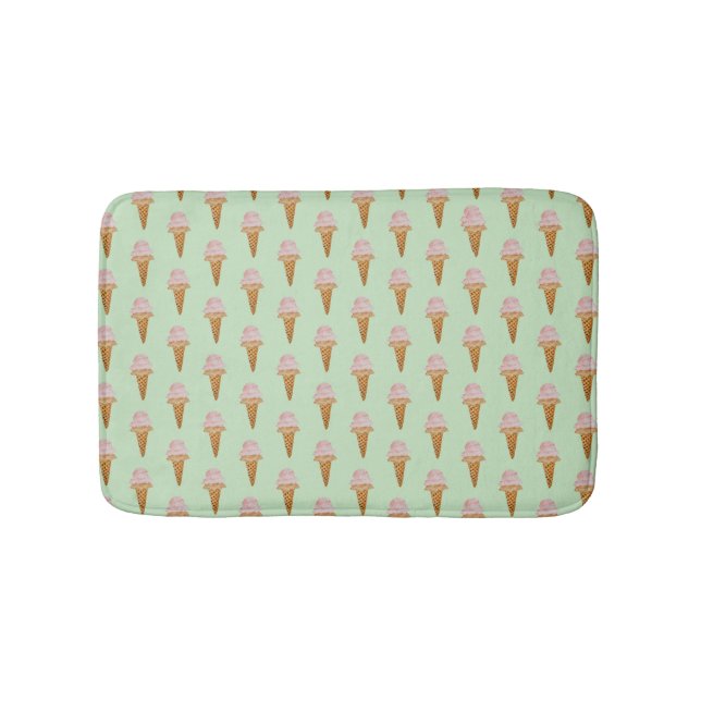 Tapete De Banheiro Bath Mat de Sorvete de Aquarela (verde-menta) (frente)