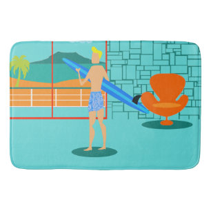 Tapete De Banheiro Bath Mat do Duo Surfer Retro