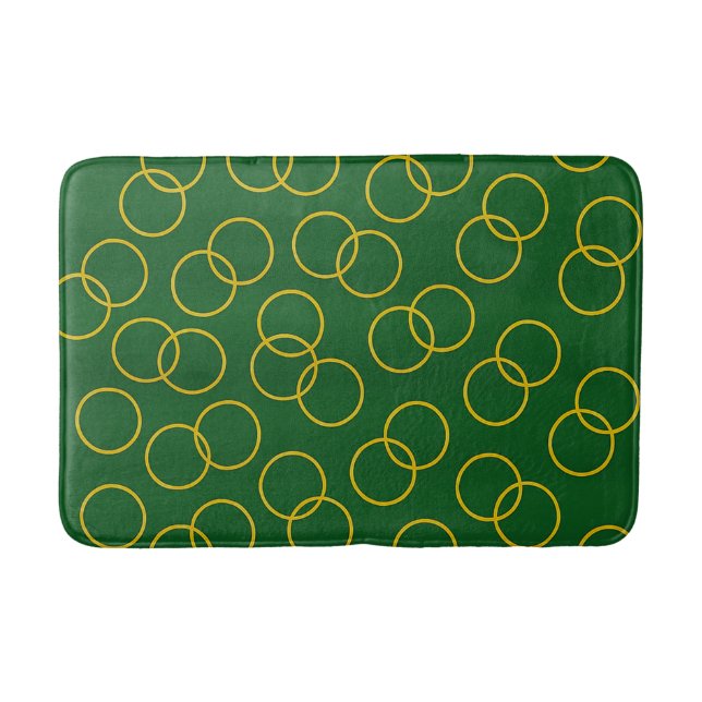 Tapete De Banheiro Bath Mat dos Círculos Verde e Amarelo (Frente)