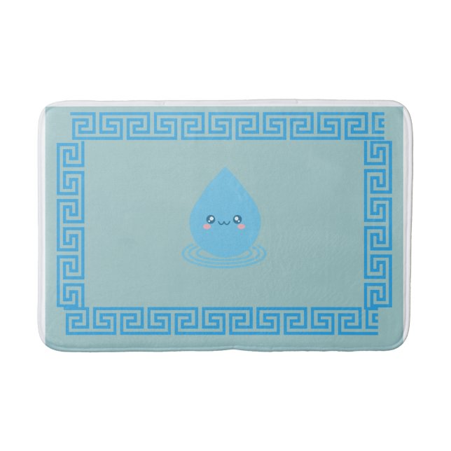 Tapete De Banheiro Bath Mat Elegante de Água com Fronteira Chinesa (Frente)