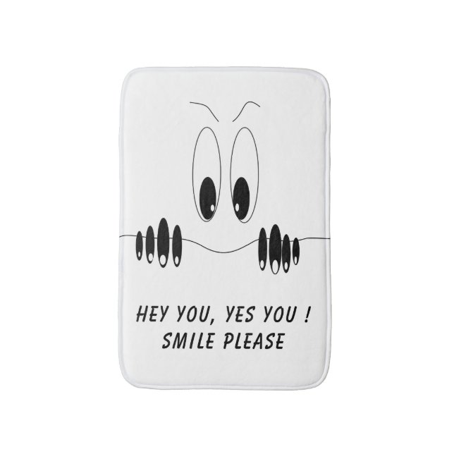 Tapete De Banheiro Bath Mat Engraçado com Olhos Curiosos - Sorria (Frente Vertical)