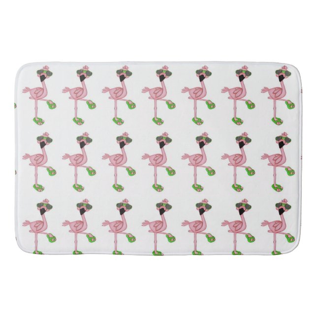 Tapete De Banheiro Bath Mat/Flamingos Rosa (Frente)