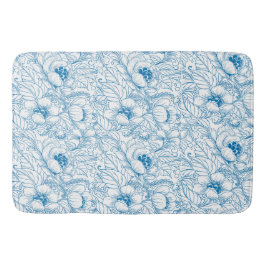 Tapete De Banheiro Bath Mat Floral Blue