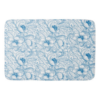 Tapete De Banheiro Bath Mat Floral Blue