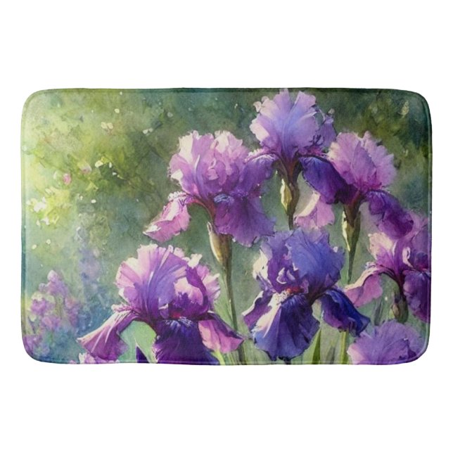 Tapete De Banheiro Bath Mat Floral de Aquarela Roxo (Frente)