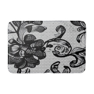 Tapete De Banheiro Bath Mat. Floral Preto Elegante