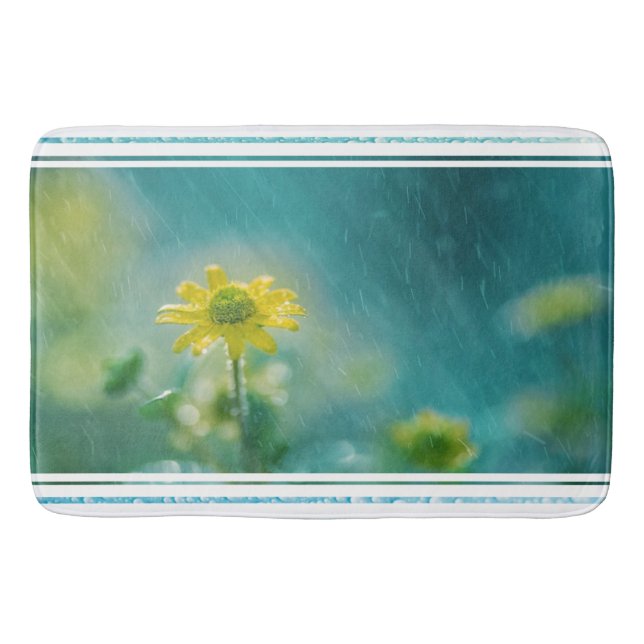 Tapete De Banheiro Bath Mat/Flores selvagens com chuva (Frente)
