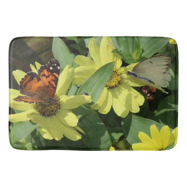 Tapete De Banheiro Bath Mat/Flowers e Butterfly (Frente)