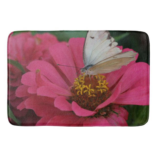 Tapete De Banheiro Bath Mat/Flowers e Butterfly (Frente)
