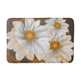 Tapete De Banheiro Bath Mat Flowers White Black Orange