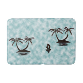 Tapete De Banheiro Bath Mat - Ilhas Tropicais e Barco