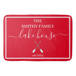 Tapete De Banheiro Bath Mat - Lago House Red and White