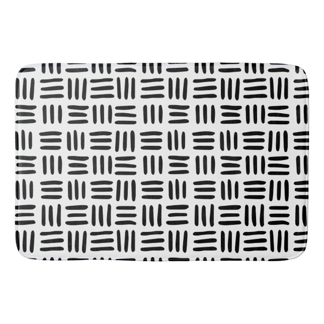 Tapete De Banheiro Bath Mat Monocromático, Preto e Branco (Frente)