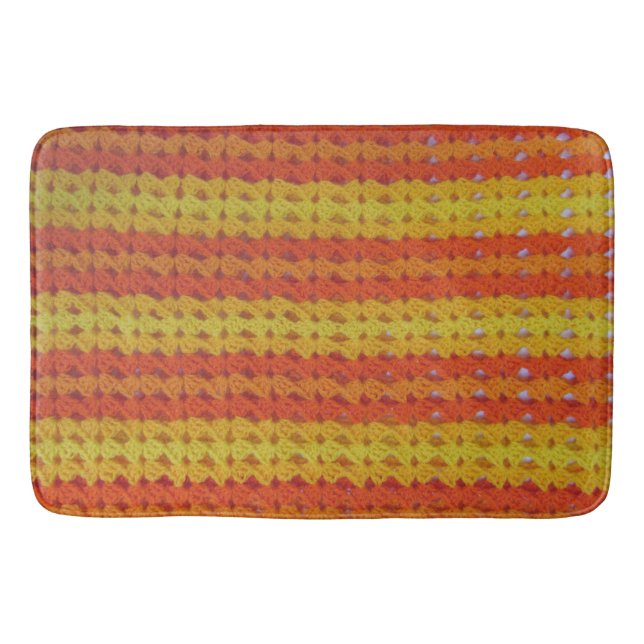 Tapete De Banheiro Bath Mat - Padrão Afegão Laranja (Frente)