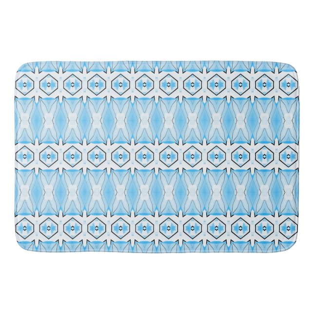 Tapete De Banheiro Bath Mat, Padrão clássico azul e branco (Frente)