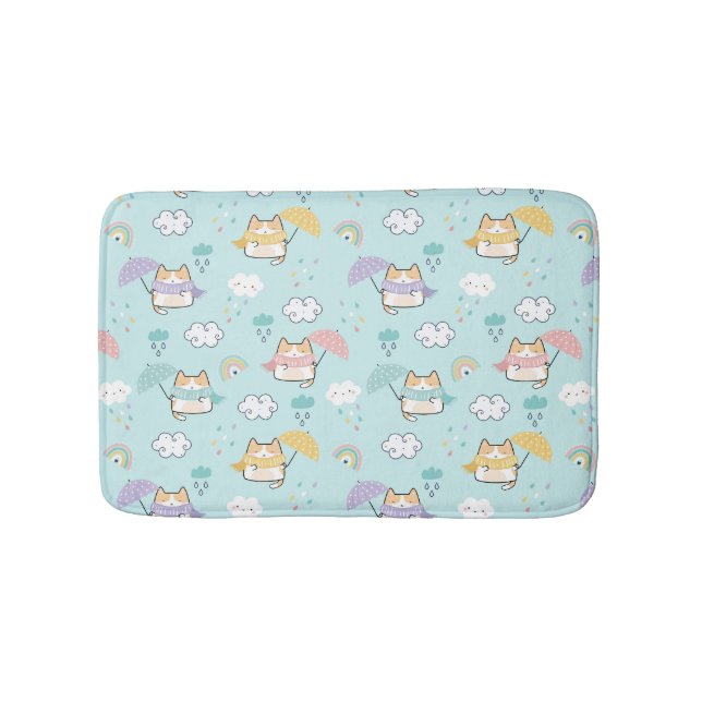 Tapete De Banheiro Bath Mat, Padrão de Dia Chuvoso Bonito (frente)