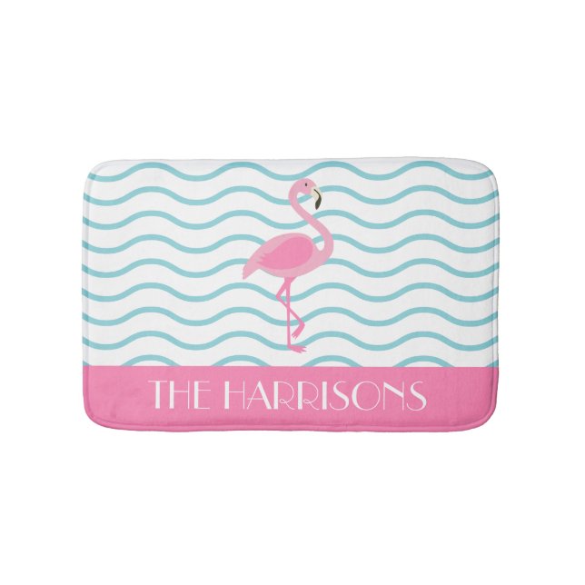 Tapete De Banheiro Bath Mat Personalizado Flamingo Rosa (frente)