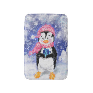 Tapete De Banheiro Bath Mat Pinguin Bonito de Natal