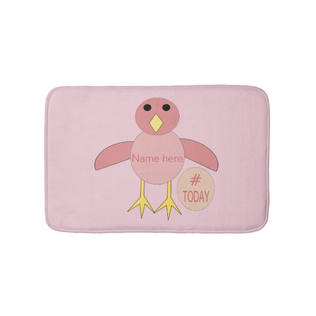 Tapete De Banheiro Bath Mat Pintinho De Rapariga Rosa Personalizada (frente)