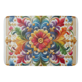 Tapete De Banheiro Bath Mat Rainbow Flowers Embroiderado Parecendo Fl