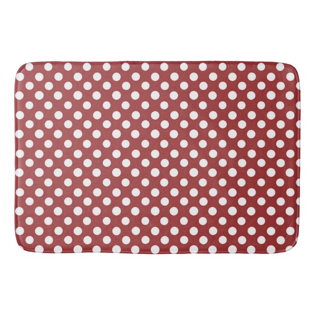 Tapete De Banheiro Bath Mat/Red & White Bolinhas (Frente)