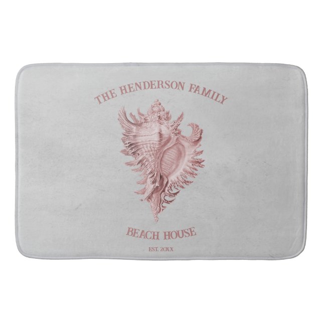 Tapete De Banheiro Bath Mat Rosa Conch (Frente)