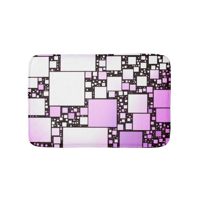Tapete De Banheiro Bath Mat Rosa e Branco Quadrado (frente)