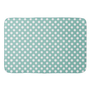 Tapete De Banheiro Bath Mat/Teal & Bolinhas brancas