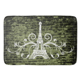Tapete De Banheiro Bath Mat Verde da Torre Eiffel