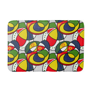 Tapete De Banheiro Bath Mat Verde de Praia Amarelo Vermelho