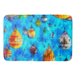 Tapete De Banheiro Bath Mat Watercolor Art Hot Air Balloons