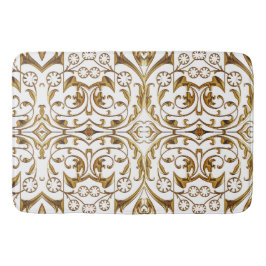Tapete De Banheiro Bath Mat White e Dourada