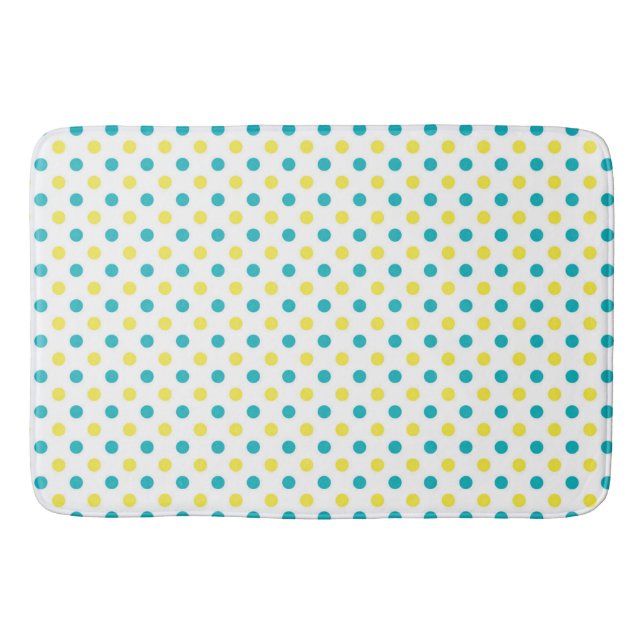 Tapete De Banheiro Bath Mat/Yellow & Teal Bolinhas (Frente)