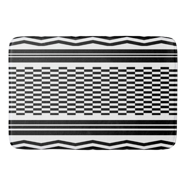 Tapete De Banheiro Bath Mat/Zig Zags e verificado (Frente)