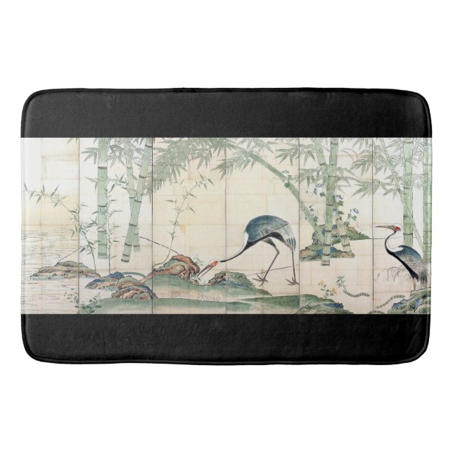 Tapete De Banheiro Bathmat Animal da Ásia Crane Bamboo (Frente)