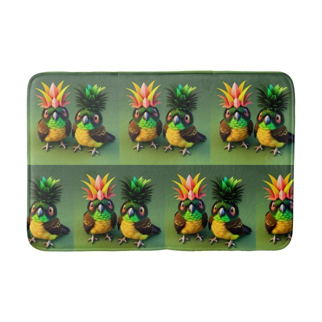 Tapete De Banheiro Bathmat de Conure Verde-Abacaxi (Frente)
