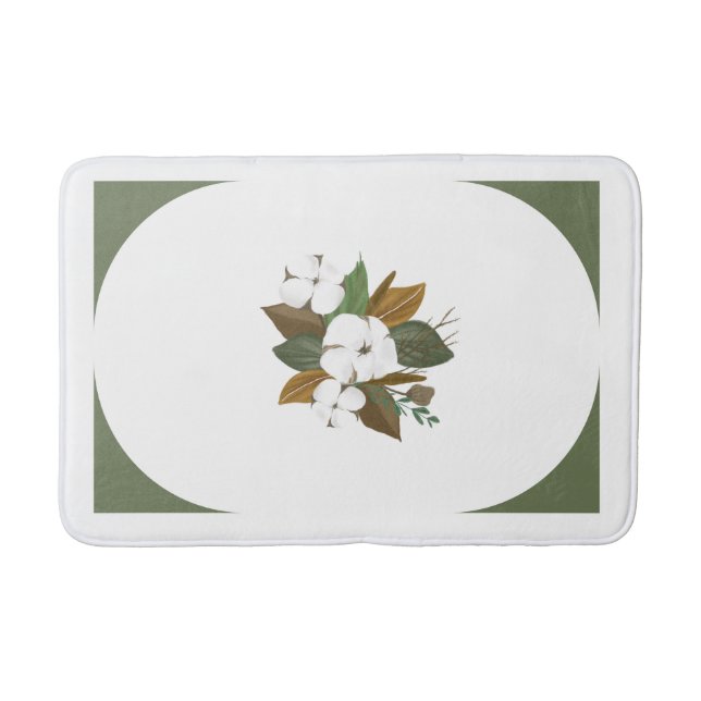 Tapete De Banheiro Bathmat de Flor de Algodão Elegante com Borda Deco (Frente)