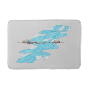 Tapete De Banheiro Bathmat fluvial com água azul e pedra