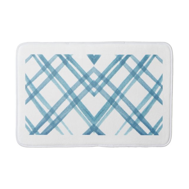 Tapete De Banheiro Bathmat Geométrico - Azul Contemporâneo Negrito (Frente)
