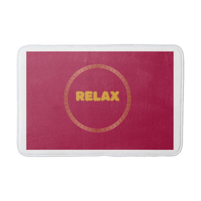 Tapete De Banheiro Bathmat Vermelho "Relaxe" com Destaque Dourado (Frente)