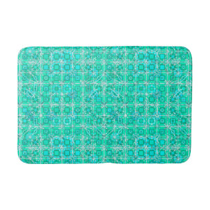 Tapete De Banheiro Batik tribal - aqua e turquesa com branco