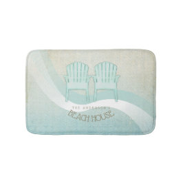 Tapete De Banheiro Beach House Adirondack Chairs Aqua Blue ID623