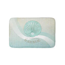 Tapete De Banheiro Beach House Clam Shell Aqua Blue ID623