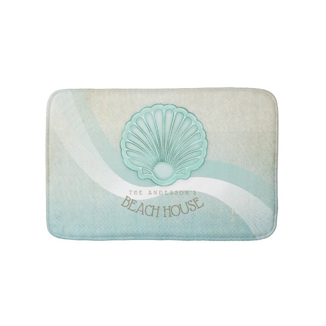 Tapete De Banheiro Beach House Clam Shell Aqua Blue ID623 (frente)