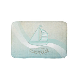 Tapete De Banheiro Beach House NMaritime boat Aqua Blue ID623