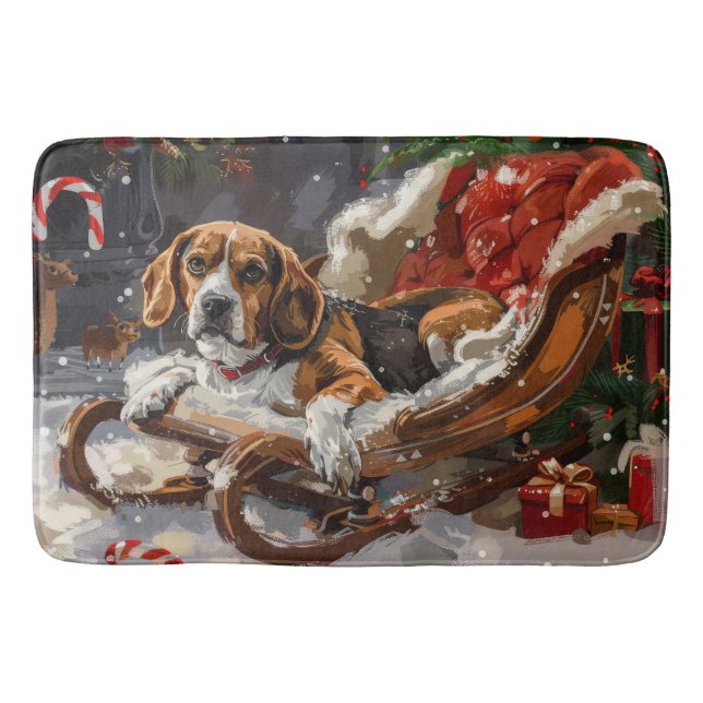 Tapete De Banheiro Beagle Dog Natal Festivo (Frente)