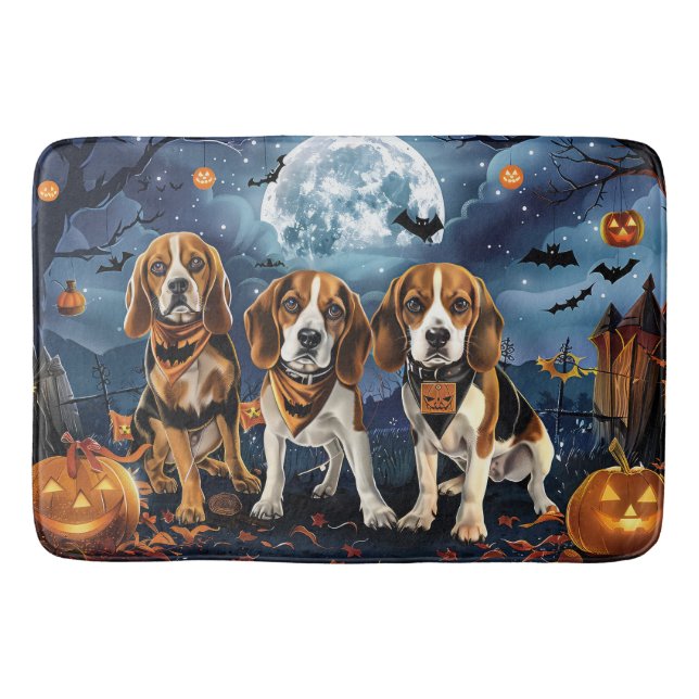 Tapete De Banheiro Beagle Halloween Spooky (Frente)