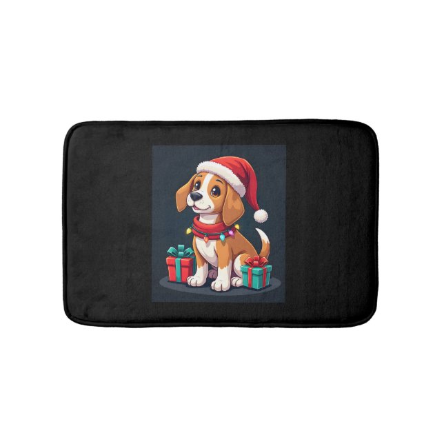 Tapete De Banheiro Beagle Xmas Lighting Papais noeis Beagle Dog Natal (frente)